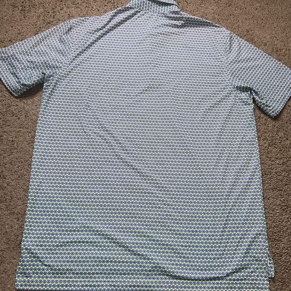 Turtleson Polo Golf Shirt Men's L Blue Geometric Polyester Performance Stretch - Picture 7 of 7